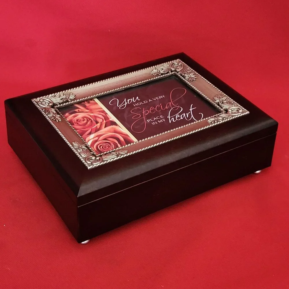 VTG Sankyo Wooden Jewelry Music Box Metal Frame